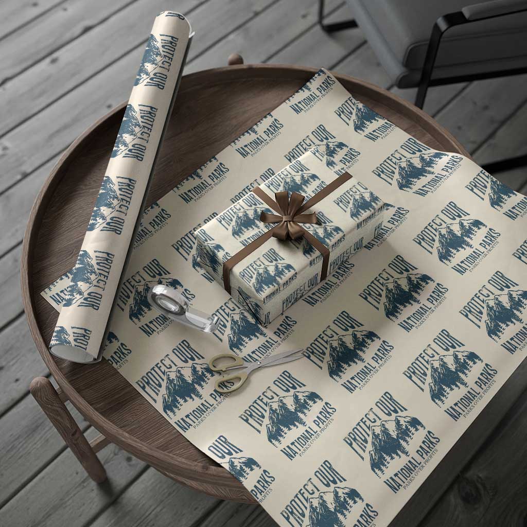Protect Our National Parks Wrapping Paper Roll Retro Mountain Nature Graphic TS02 Beige Print Your Wear