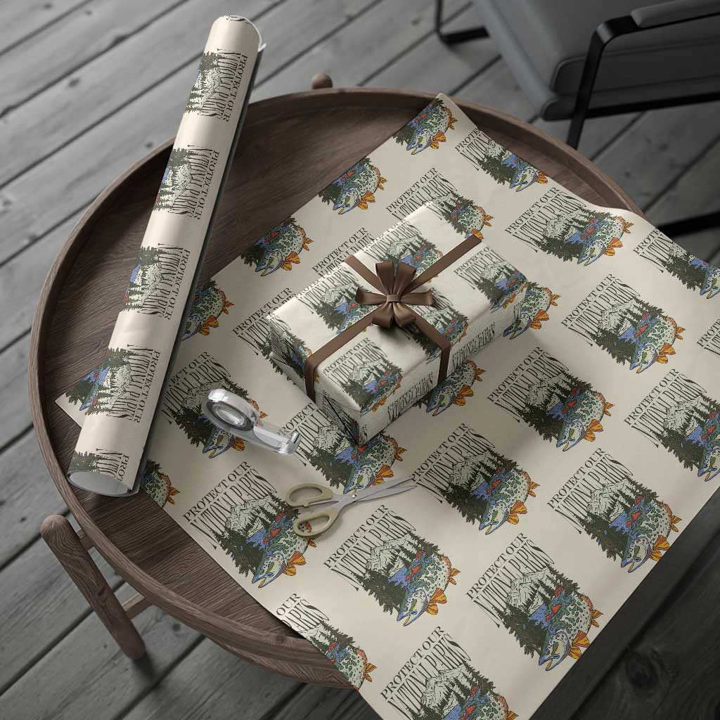 Protect Our National Parks Wrapping Paper Roll Wildlife Fishing Outdoor Adventure Retro TS02 Beige Print Your Wear