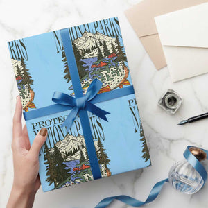 Protect Our National Parks Wrapping Paper Roll Wildlife Fishing Outdoor Adventure Retro TS02 Light Blue Print Your Wear