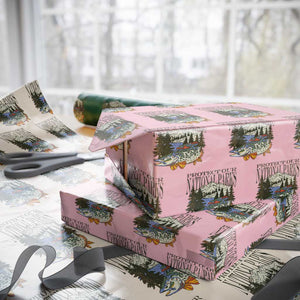 Protect Our National Parks Wrapping Paper Roll Wildlife Fishing Outdoor Adventure Retro TS02 Light Pink Print Your Wear