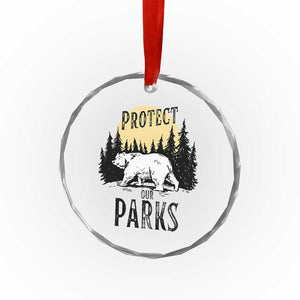 Protect Our Parks Crystal Glass Ornament Retro Bear Forest Nature Graphic - Print Your Wear