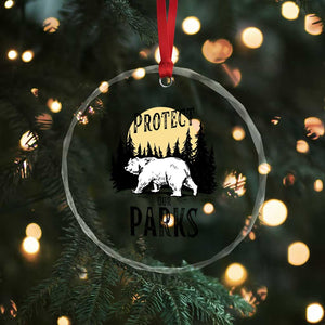 Protect Our Parks Crystal Glass Ornament Retro Bear Forest Nature Graphic TS02 Print Your Wear
