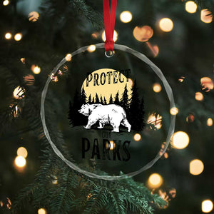 Protect Our Parks Crystal Glass Ornament Retro Bear Forest Nature Graphic - Print Your Wear