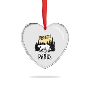 Protect Our Parks Heart Crystal Glass Ornament Retro Bear Forest Nature Graphic TS02 Print Your Wear