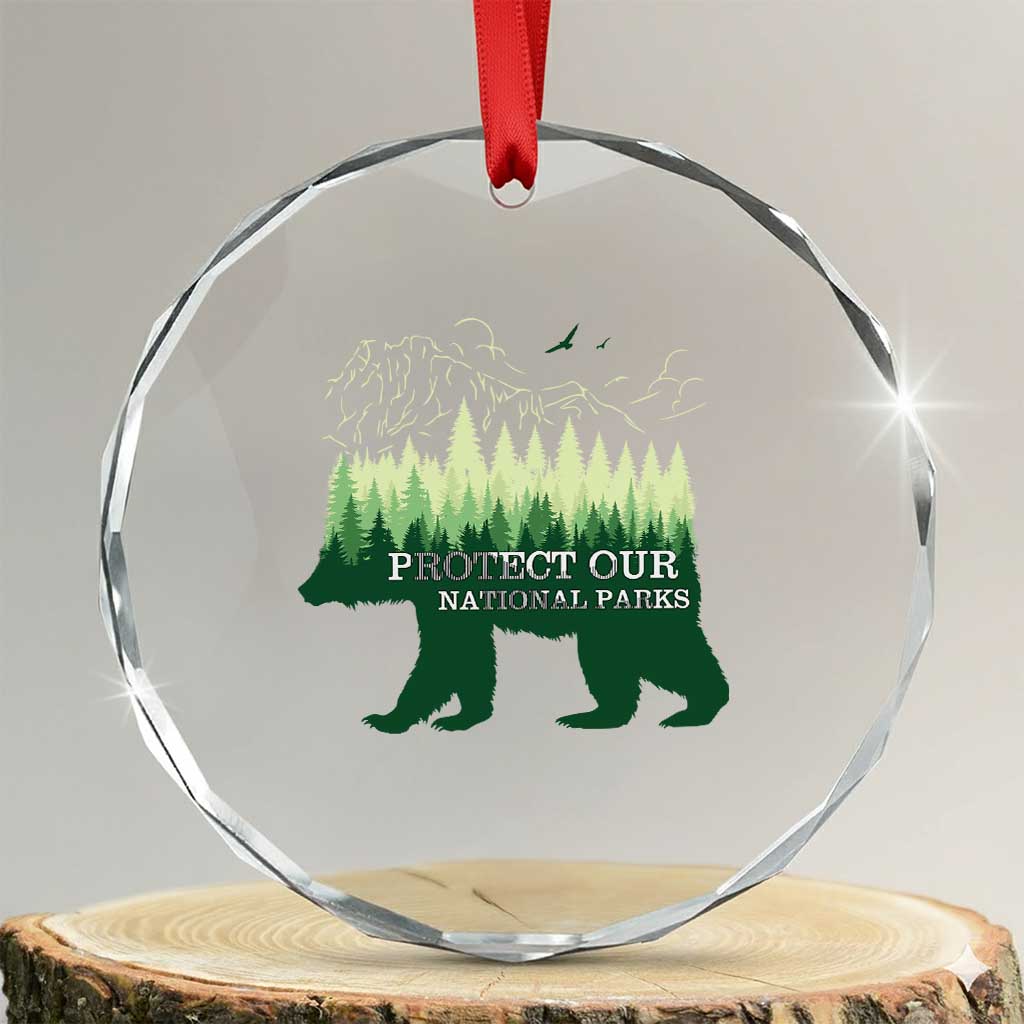 Protect Our Parks National Park Crystal Glass Ornament Bear Hiking Nature TS02 Transparent Glass 3'' Circle Print Your Wear