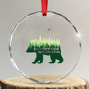 Protect Our Parks National Park Crystal Glass Ornament Bear Hiking Nature TS02 Transparent Glass 3'' Circle Print Your Wear