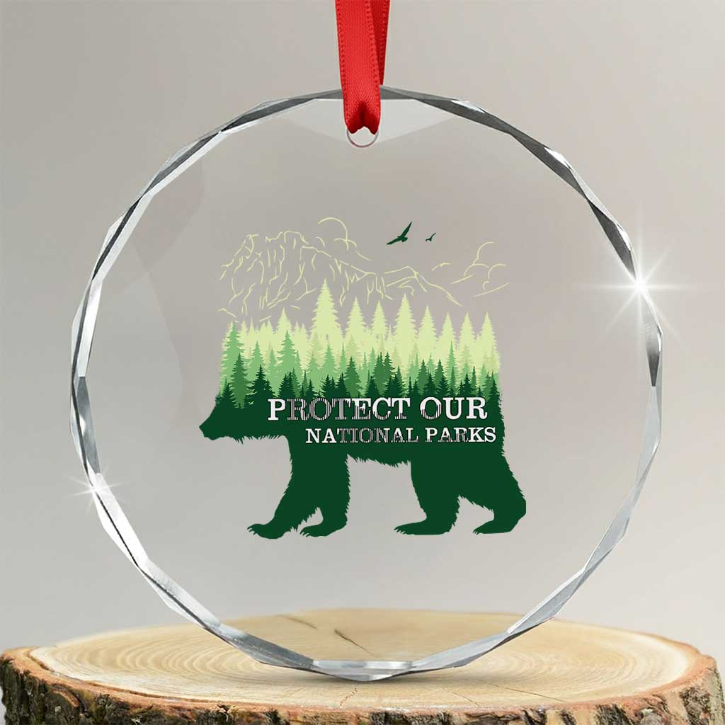 Protect Our Parks National Park Crystal Glass Ornament Bear Hiking Nature TS02 Transparent Glass 3'' Circle Print Your Wear
