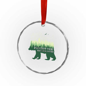 Protect Our Parks National Park Crystal Glass Ornament Bear Hiking Nature - Print Your Wear