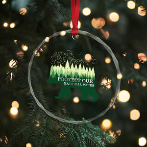 Protect Our Parks National Park Crystal Glass Ornament Bear Hiking Nature - Print Your Wear