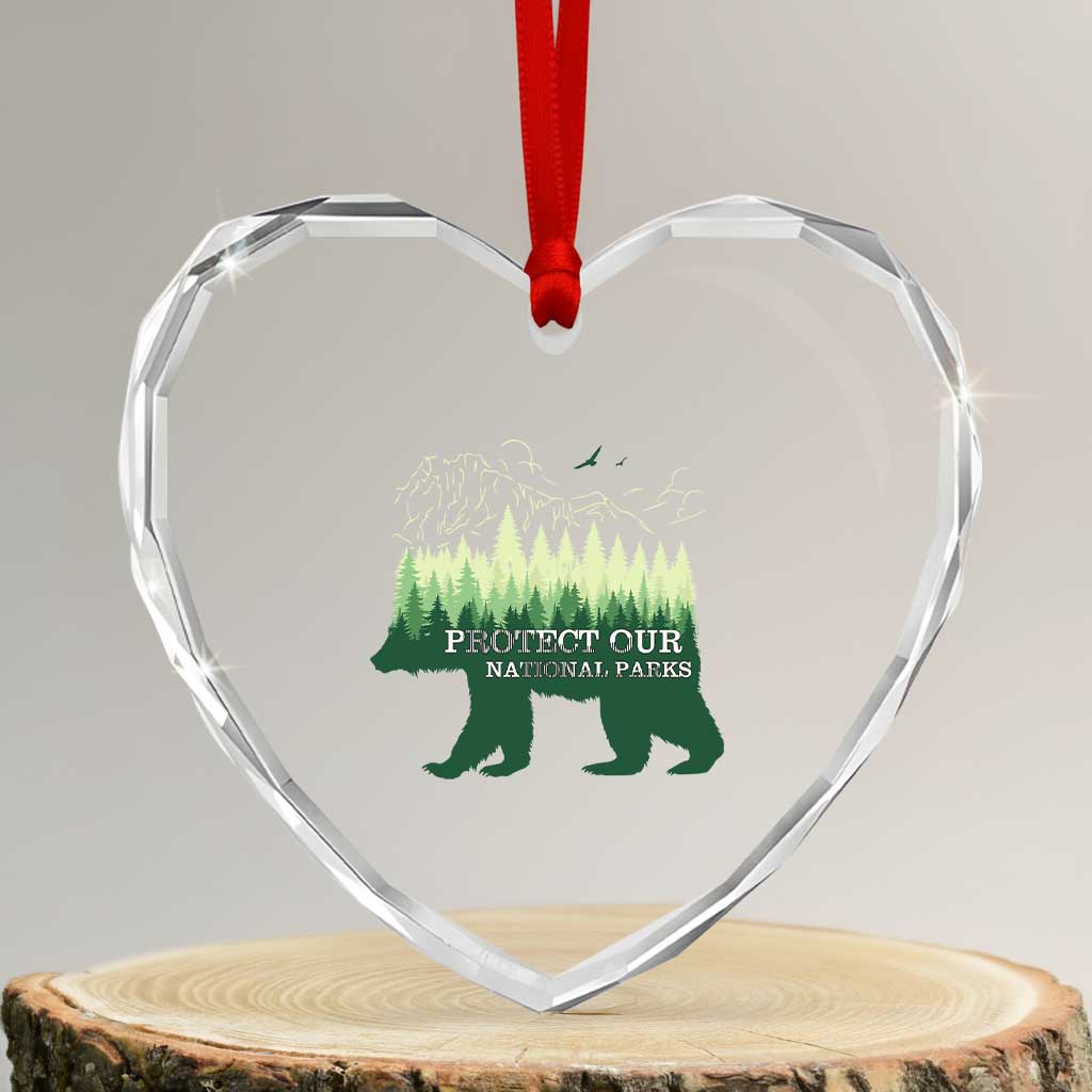 Protect Our Parks National Park Heart Crystal Glass Ornament Bear Hiking Nature TS02 Transparent Glass 3'' Heart Print Your Wear