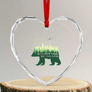 Protect Our Parks National Park Heart Crystal Glass Ornament Bear Hiking Nature TS02 Transparent Glass 3'' Heart Print Your Wear