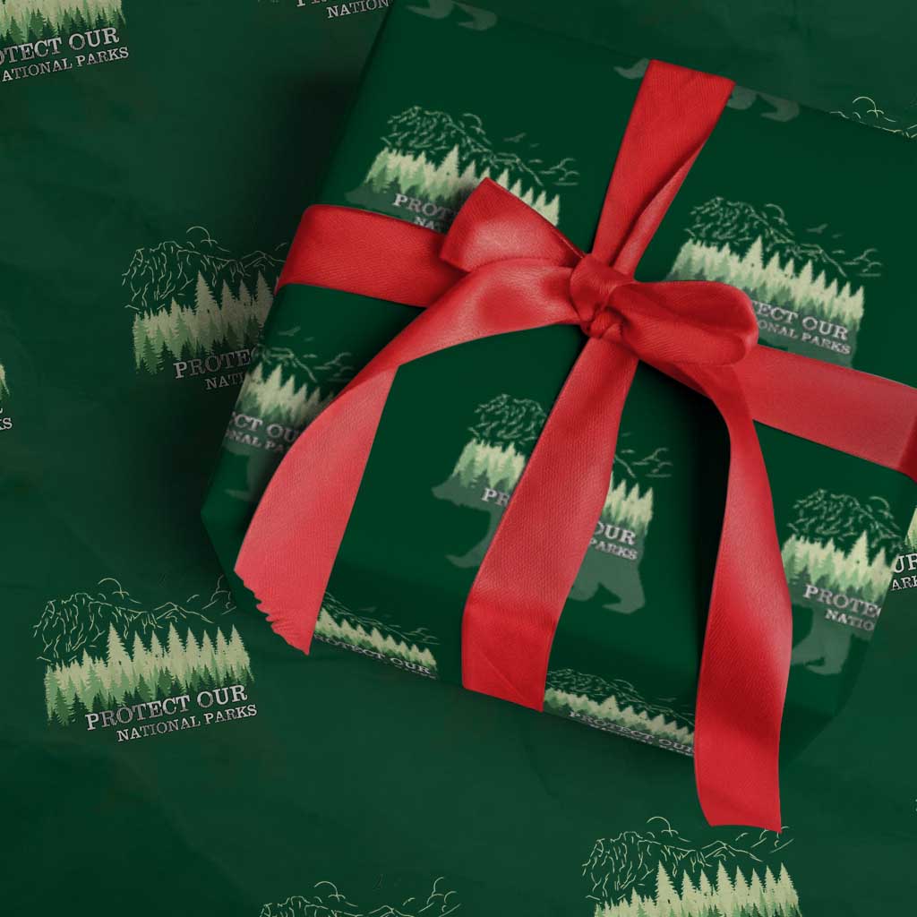 Protect Our Parks National Park Wrapping Paper Roll Bear Hiking Nature TS02 Green Print Your Wear