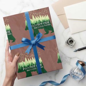 Protect Our Parks National Park Wrapping Paper Roll Bear Hiking Nature TS02 Mocha Print Your Wear