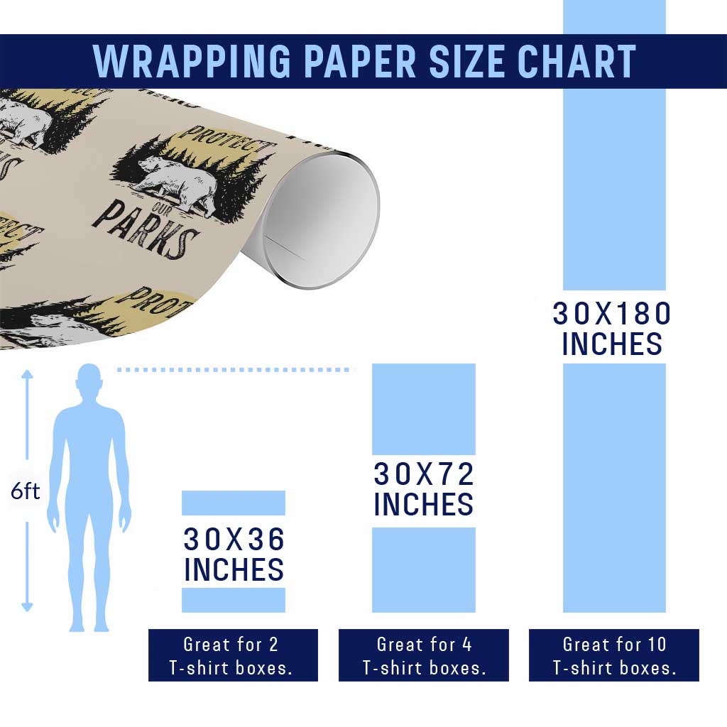 Protect Our Parks Wrapping Paper Roll Retro Bear Forest Nature Graphic TS02 Print Your Wear