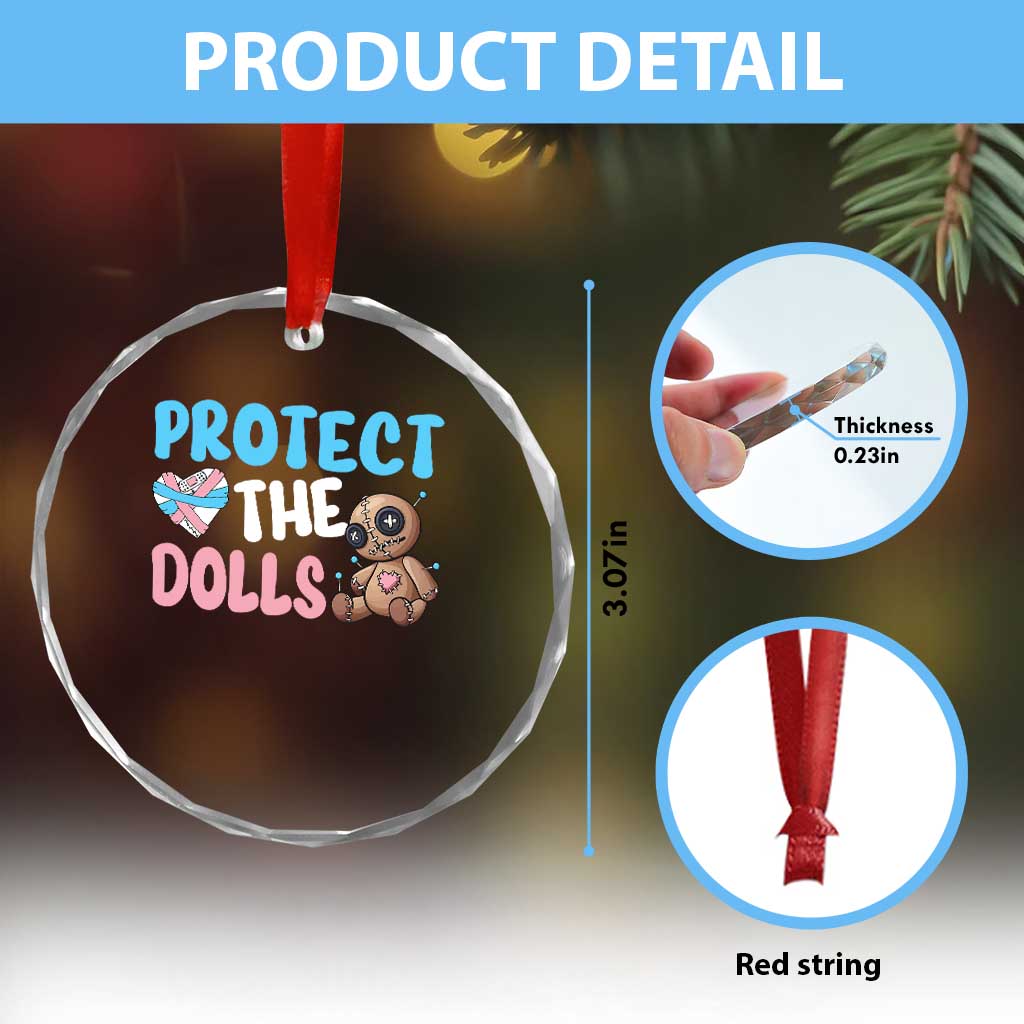 Protect The Dolls Crystal Glass Ornament Transgender Trans Pride TS10 Print Your Wear