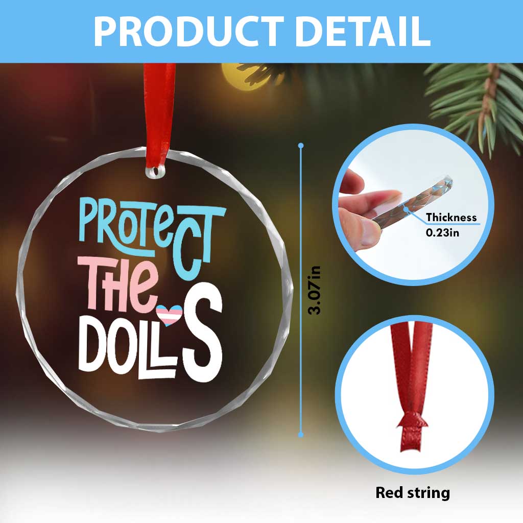 Protect The Dolls Crystal Glass Ornament Transgender Trans Pride Social Justice TS10 Print Your Wear