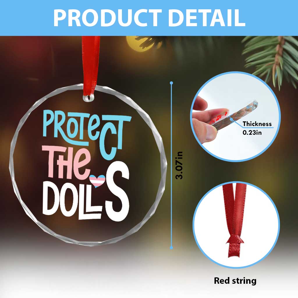 Protect The Dolls Crystal Glass Ornament Transgender Trans Pride Social Justice TS10 Print Your Wear