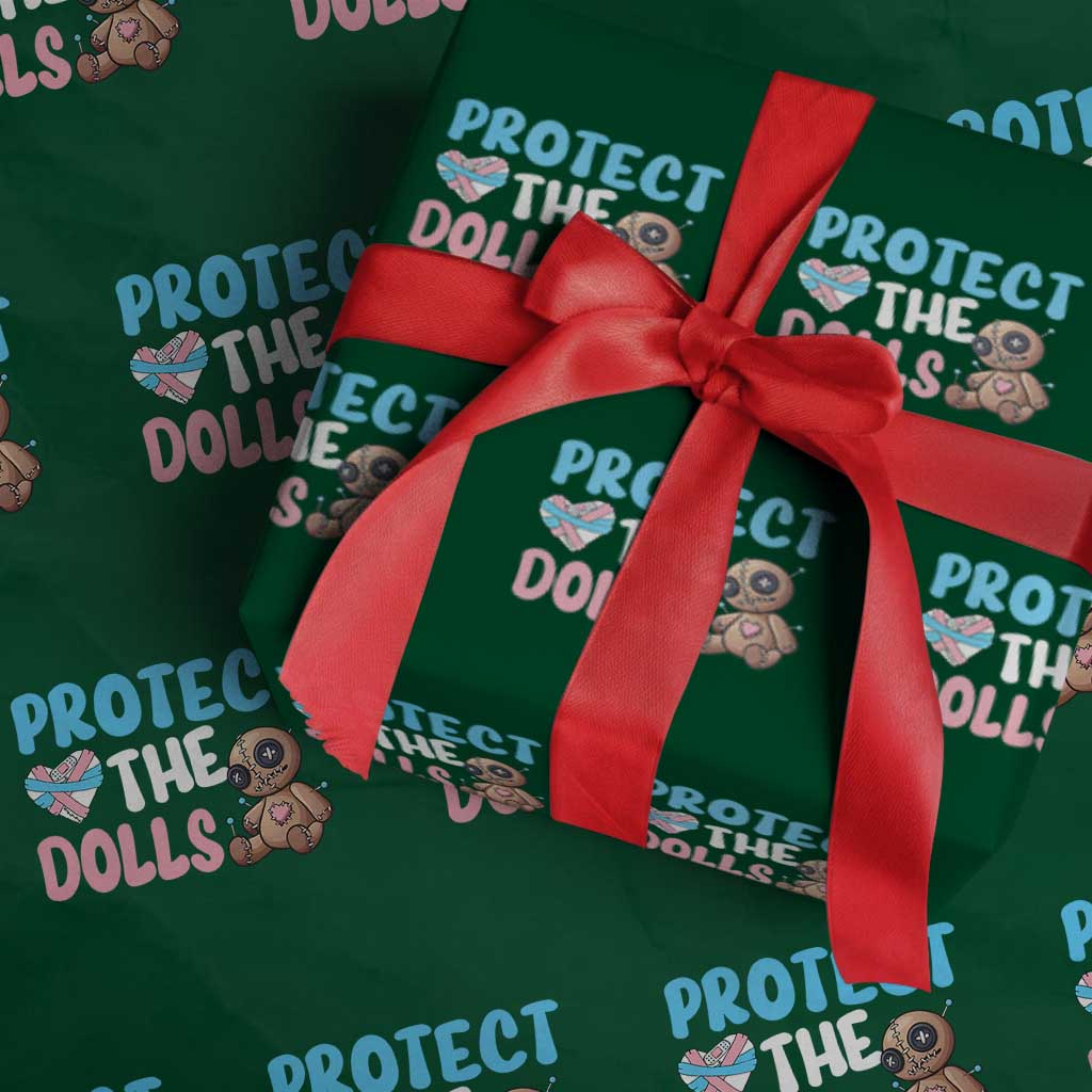 Protect The Dolls Wrapping Paper Roll Transgender Trans Pride TS10 Green Print Your Wear