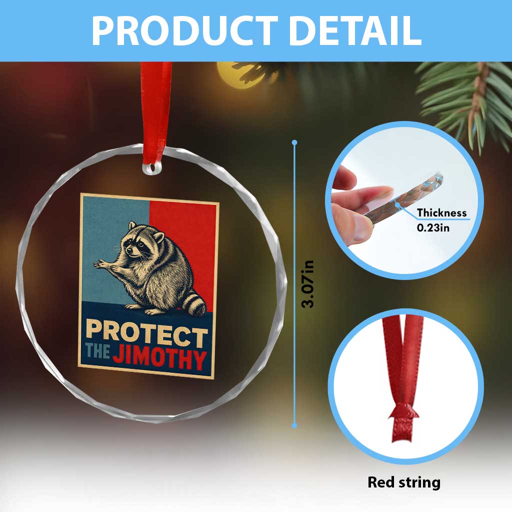 Protect The Jimothy Crystal Glass Ornament Funny Retro Trash Panda Animal Lover Meme