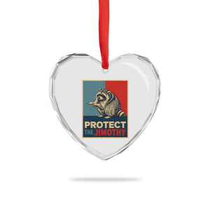 Protect The Jimothy Heart Crystal Glass Ornament Funny Retro Trash Panda Animal Lover Meme