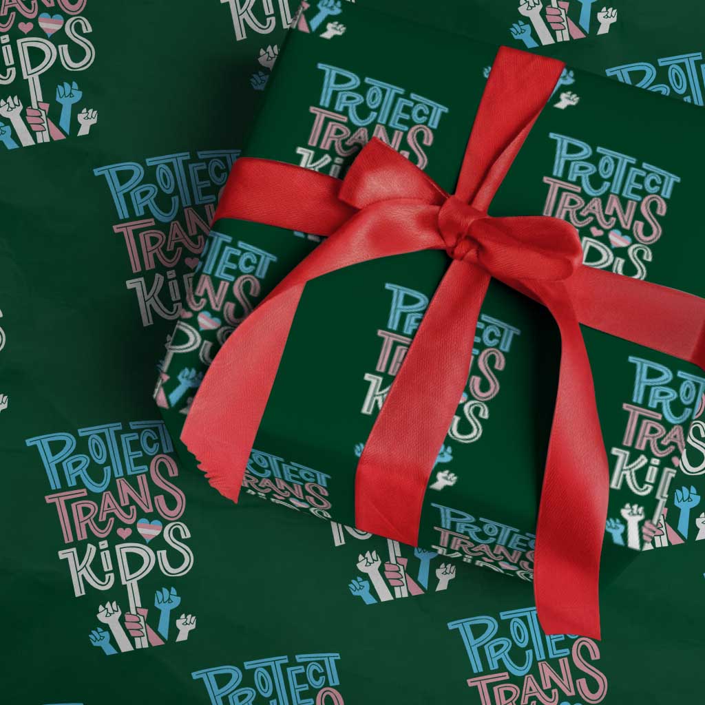 Protect Trans Kids Wrapping Paper Roll Transgender Pride Social Justice TS10 Green Print Your Wear