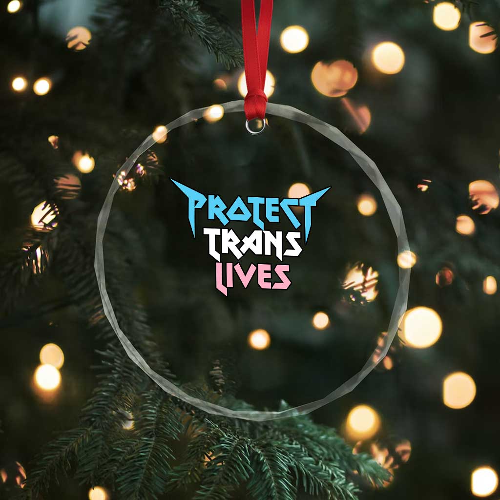 Protect Trans Lives Crystal Glass Ornament Heavy Metal TS10 Print Your Wear