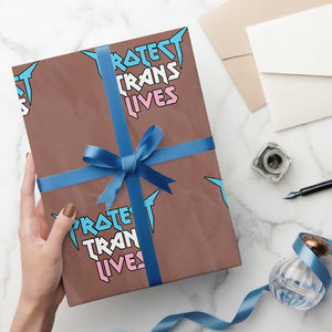 Protect Trans Lives Wrapping Paper Roll Heavy Metal TS10 Mocha Print Your Wear