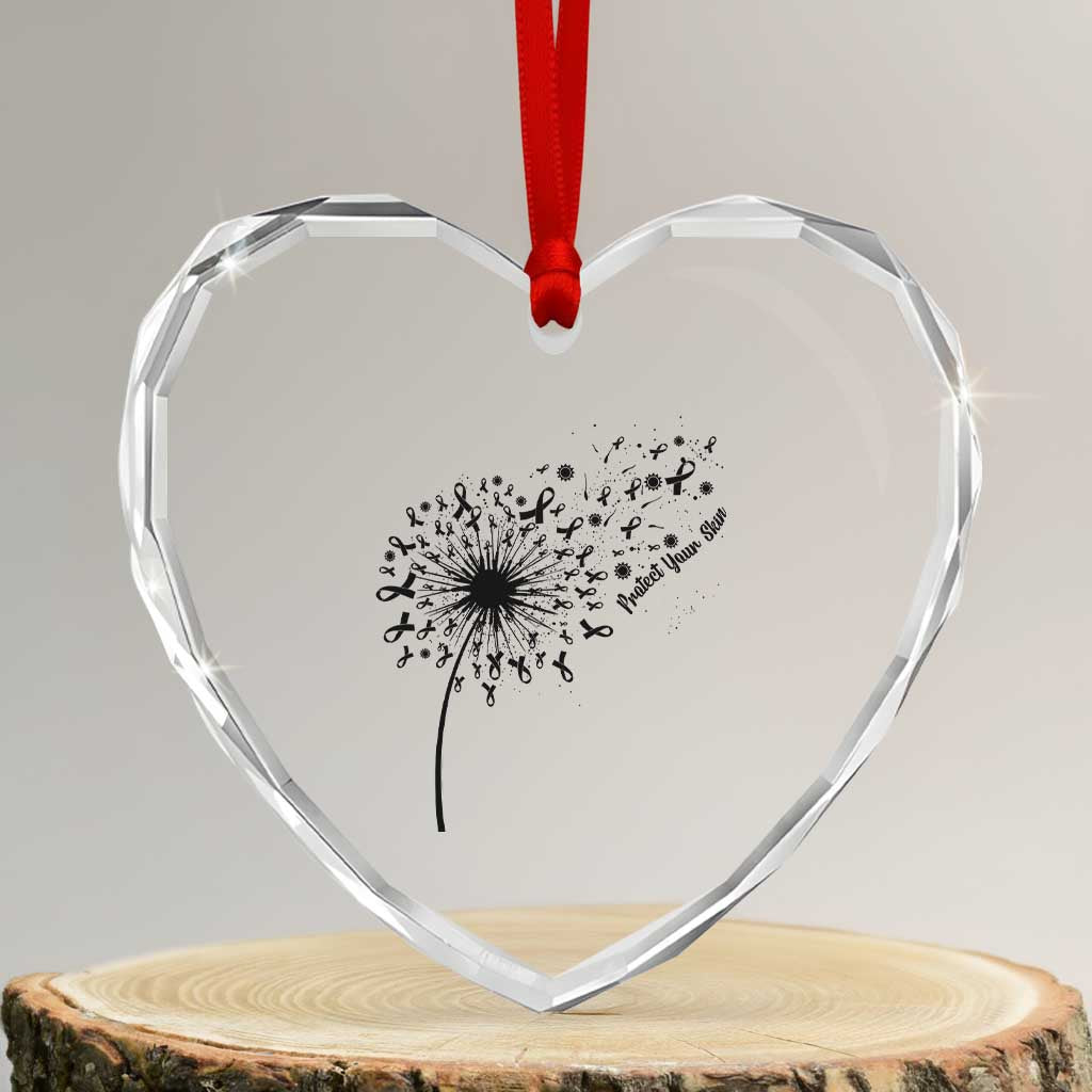 Protect Your Skin Heart Crystal Glass Ornament Melanoma Awareness Dandelion Gift TS12 Transparent Glass 3'' Heart Print Your Wear