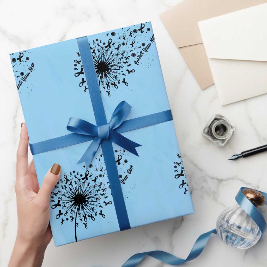 Protect Your Skin Wrapping Paper Roll Melanoma Awareness Dandelion Gift TS12 Light Blue Print Your Wear
