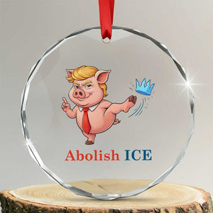 Protest Pig Kicking Icy Crown Crystal Glass Ornament Political Humor Gift TS12 Transparent Glass 3'' Circle Print Your Wear