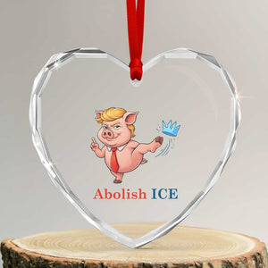 Protest Pig Kicking Icy Crown Heart Crystal Glass Ornament Political Humor Gift TS12 Transparent Glass 3'' Heart Print Your Wear