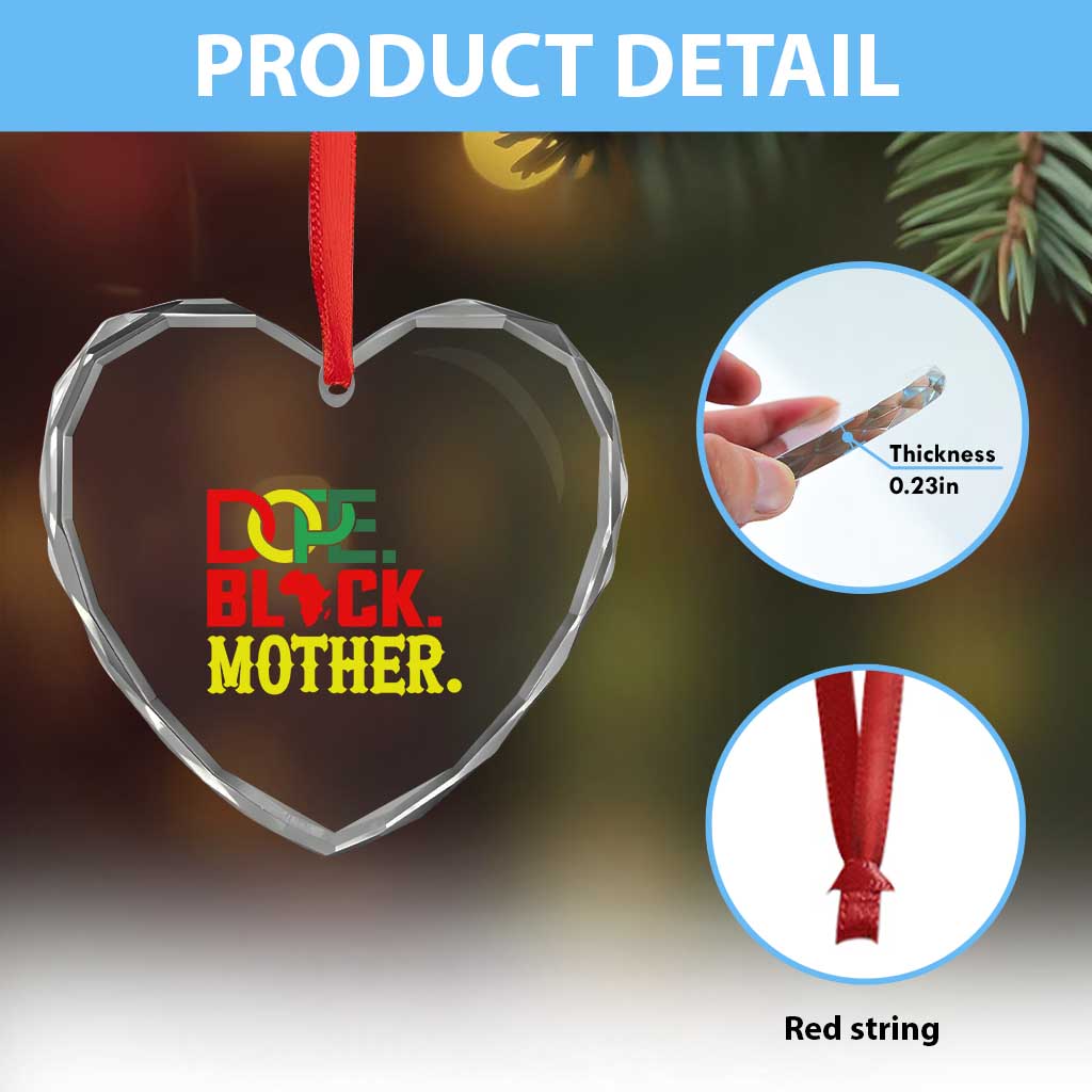 Proud African American Mom Gift Heart Crystal Glass Ornament Dope Black Mother