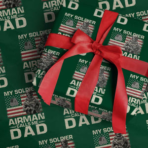 Proud Air Force Dad Wrapping Paper Roll My Soldier Airman Calls Me Dad US Flag TS10 Green Print Your Wear