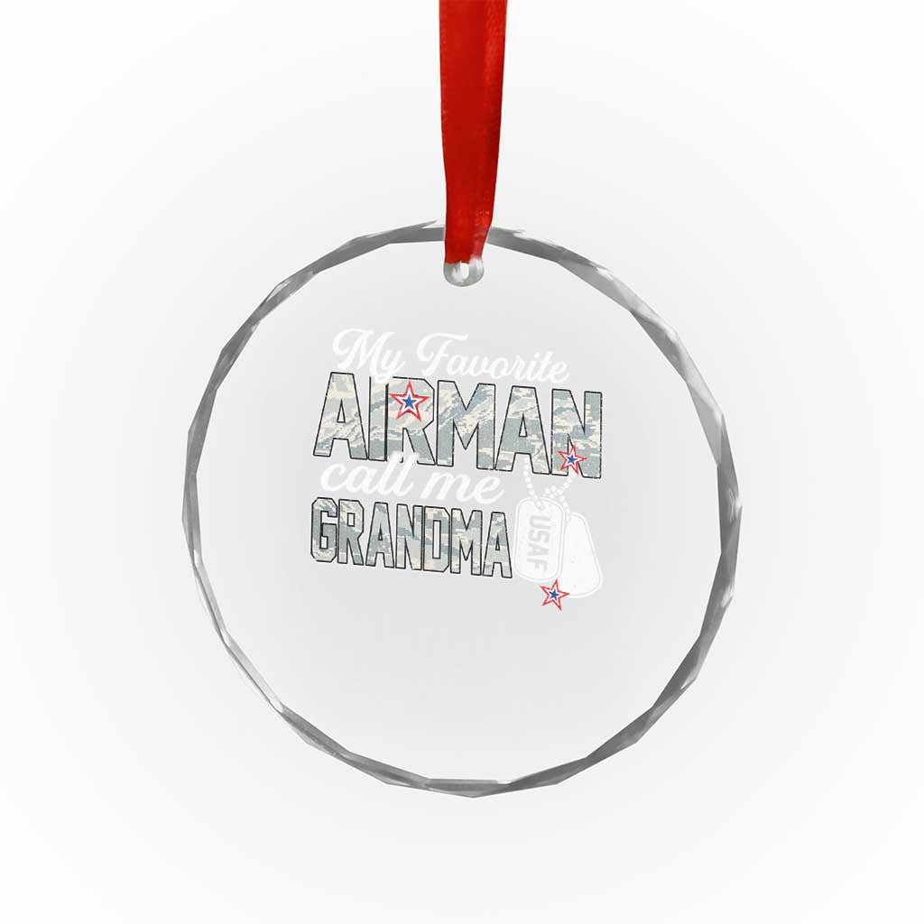 Proud Air Force Family Crystal Glass Ornament My Favorite Airman Calls Me Grandma TS10 Print Your Wear