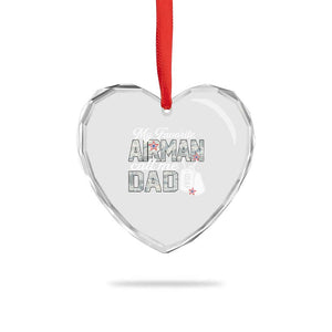 Proud Air Force Family Heart Crystal Glass Ornament My Favorite Airman Calls Me Dad TS10 Print Your Wear