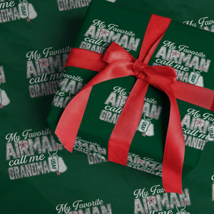 Proud Air Force Family Wrapping Paper Roll My Favorite Airman Calls Me Grandma TS10 Green Print Your Wear
