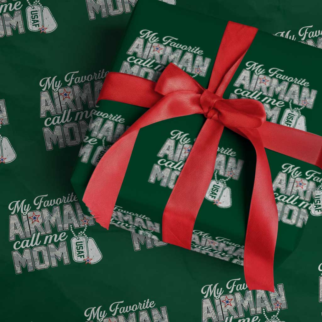 Proud Air Force Family Wrapping Paper Roll My Favorite Airman Calls Me Mom TS10 Green Print Your Wear