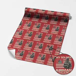 Proud Air Force Grandma Wrapping Paper Roll My Soldier Airman Calls Me Grandma US Flag TS10 Red Print Your Wear