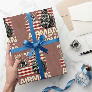 Proud Air Force Grandma Wrapping Paper Roll My Soldier Airman Calls Me Grandma US Flag TS10 Mocha Print Your Wear