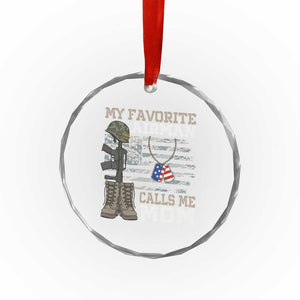 Proud Air Force Mom Crystal Glass Ornament My Favorite Airman Military Family Camo US Flag TS10 Print Your Wear