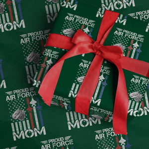Proud Air Force Mom Wrapping Paper Roll Military Army Mama Vintage American Flag TS11 Green Print Your Wear