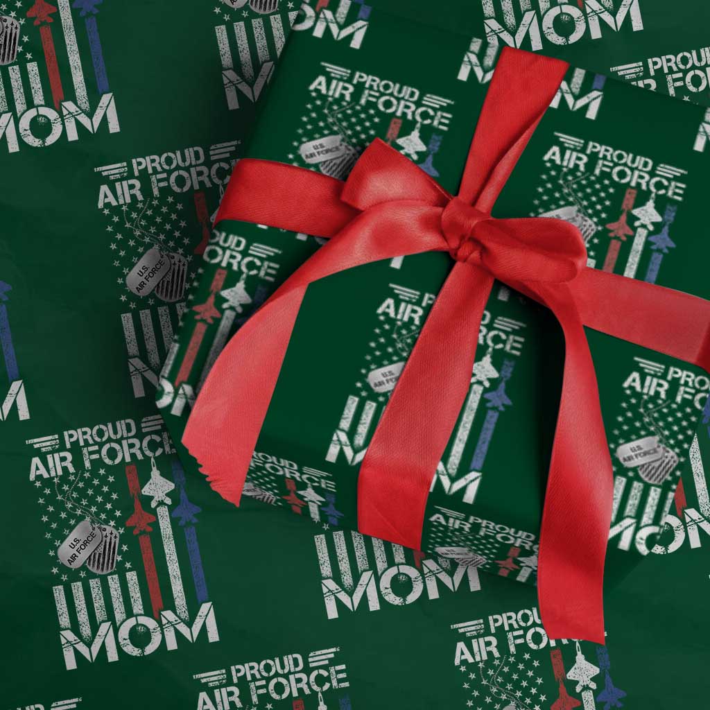 Proud Air Force Mom Wrapping Paper Roll Military Army Mama Vintage American Flag TS11 Green Print Your Wear