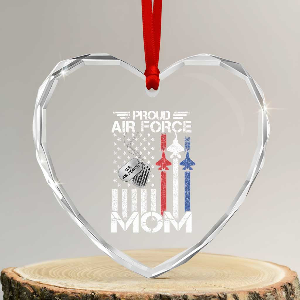 Proud Air Force Mom Heart Crystal Glass Ornament Military Army Mama Vintage American Flag TS11 Transparent Glass 3'' Heart Print Your Wear