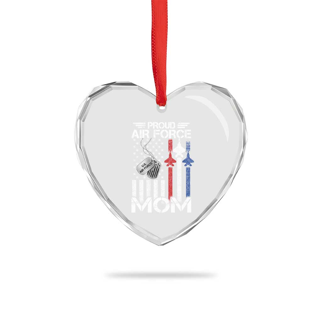 Proud Air Force Mom Heart Crystal Glass Ornament Military Army Mama Vintage American Flag TS11 Print Your Wear