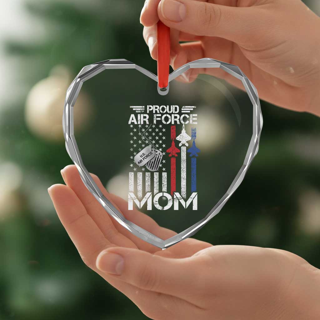 Proud Air Force Mom Heart Crystal Glass Ornament Military Army Mama Vintage American Flag TS11 Print Your Wear