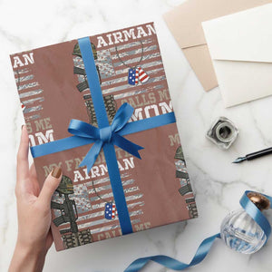 Proud Air Force Mom Wrapping Paper Roll My Favorite Airman Military Family Camo US Flag TS10 Mocha Print Your Wear
