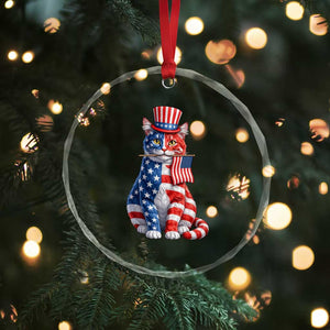 Proud American Cat Lover Crystal Glass Ornament Patriotic Animal Lover Gift TS12 Print Your Wear