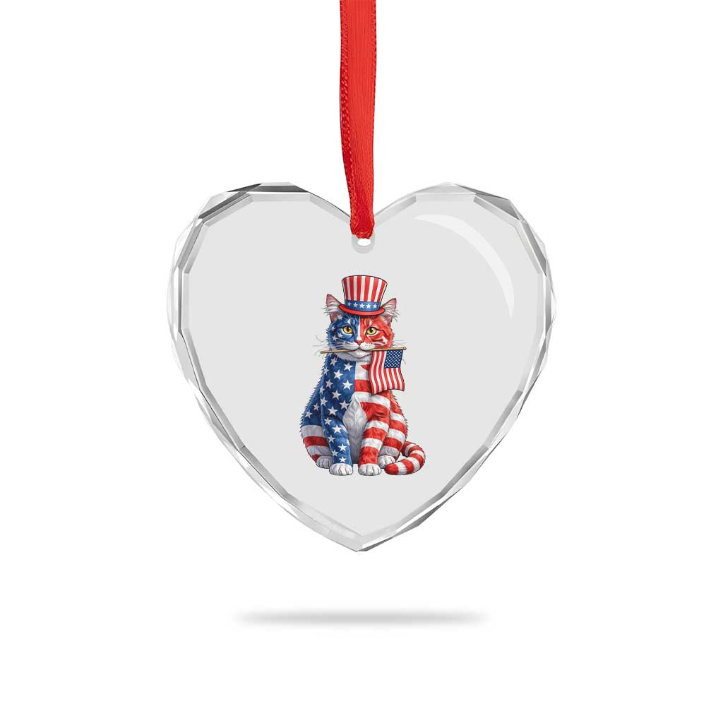 Proud American Cat Lover Heart Crystal Glass Ornament Patriotic Animal Lover Gift TS12 Print Your Wear