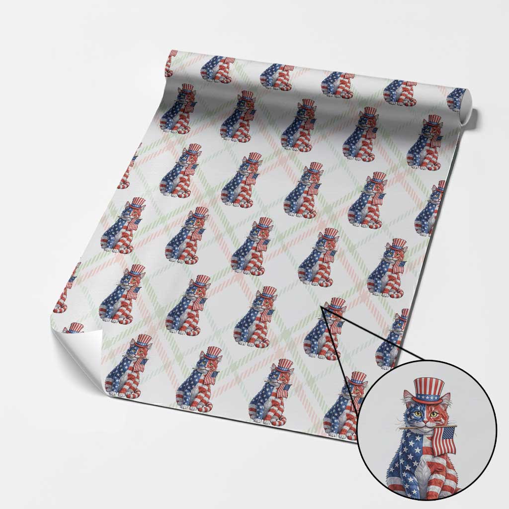 Proud American Cat Lover Wrapping Paper Roll Patriotic Animal Lover Gift TS12 Christmas Plaid Print Your Wear