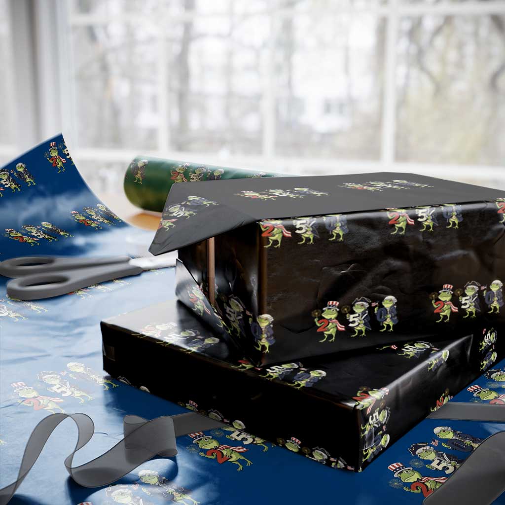 Proud American Frog Wrapping Paper Roll Celebrating 250 Years Of Freedom TS12 Black Print Your Wear